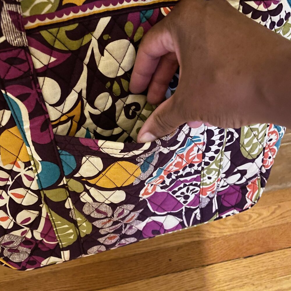 Rare Like New! Vera Bradley Toggle Travel Laptop Tote Bag in retired Plum Crazy! - Picture 5 of 13